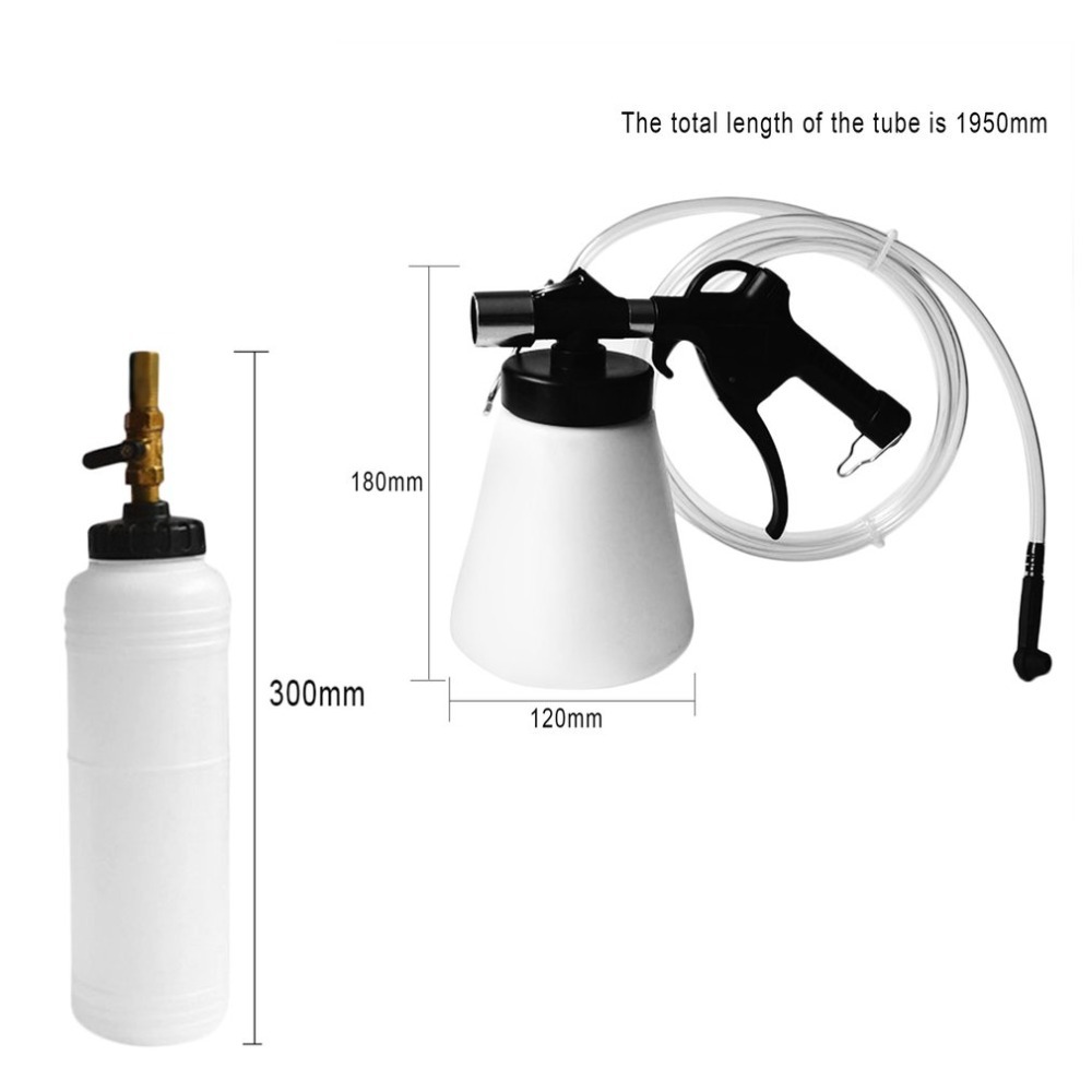 0.75L Brake Clutch Vacuum Pneumatic Bleeder Fluid Fill Bottle Kit & Adapters