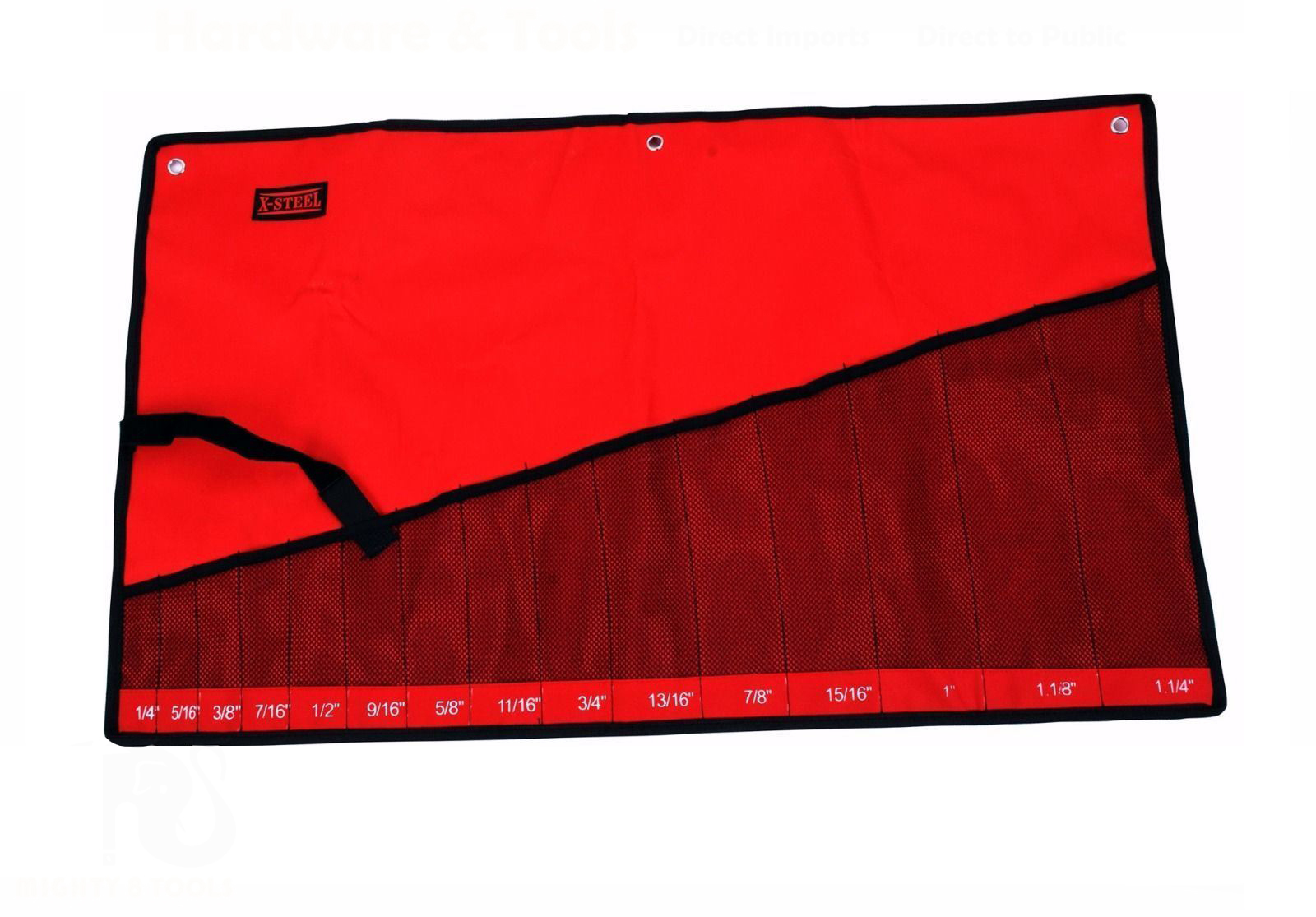 Canvas Tool Roll Pouch with Grid for Open & Ring Combination Spanner Display & Storage