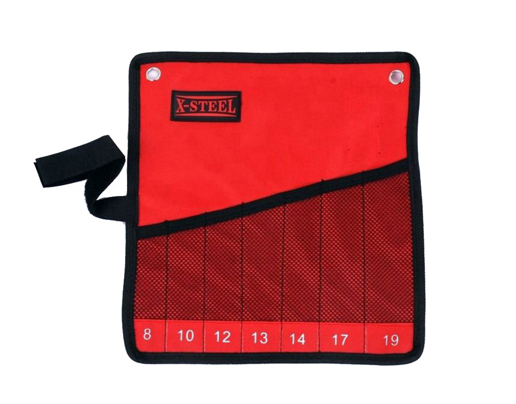 Canvas Tool Roll Pouch with Grid for Open & Ring Combination Spanner Display & Storage