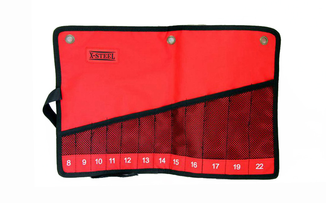 Canvas Tool Roll Pouch with Grid for Open & Ring Combination Spanner Display & Storage