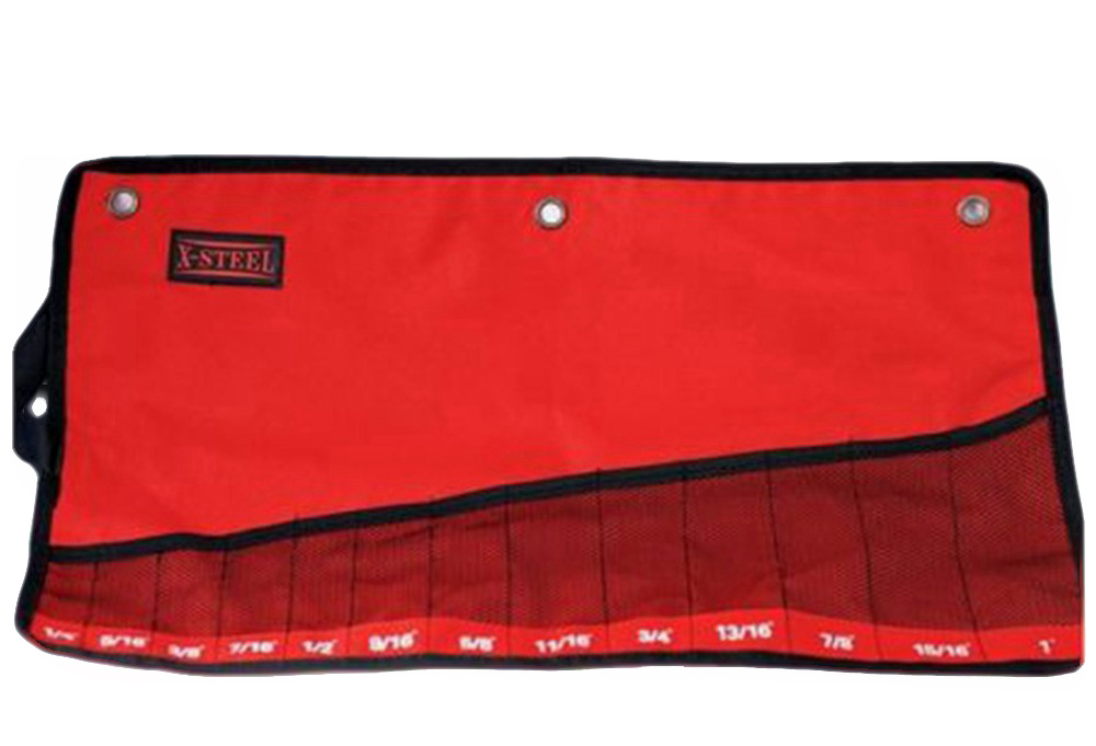 Canvas Tool Roll Pouch with Grid for Open & Ring Combination Spanner Display & Storage