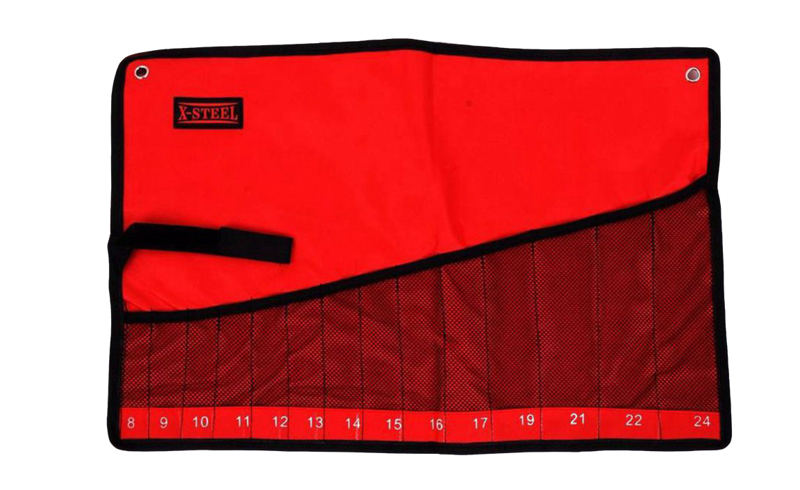 Canvas Tool Roll Pouch with Grid for Open & Ring Combination Spanner Display & Storage