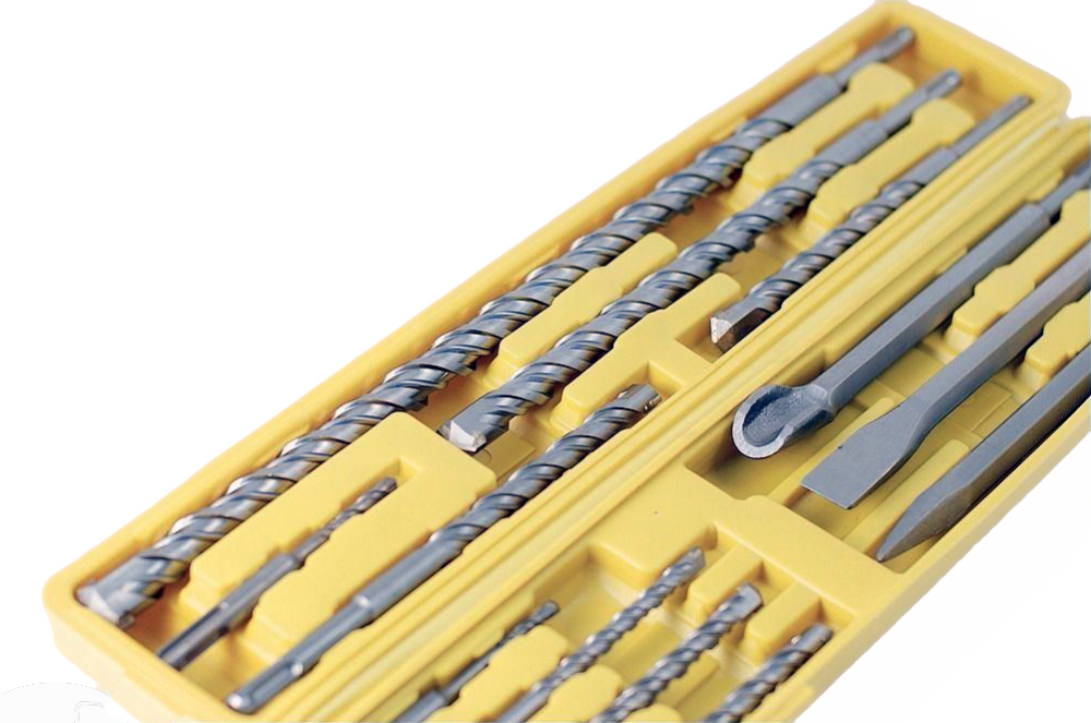 12pc SDS-PLUS Hammer Drill Bits Set with Tungsten Carbide Tip Flat Point Chisel