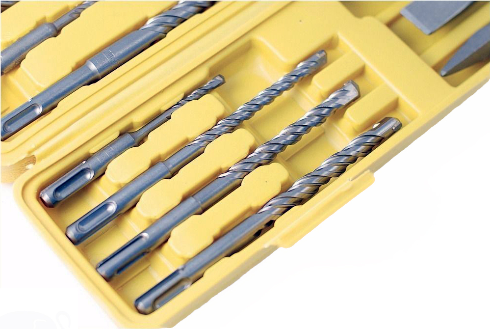 12pc SDS-PLUS Hammer Drill Bits Set with Tungsten Carbide Tip Flat Point Chisel