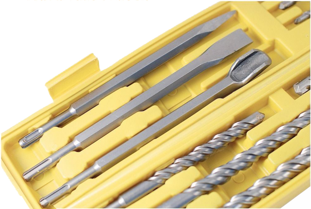 12pc SDS-PLUS Hammer Drill Bits Set with Tungsten Carbide Tip Flat Point Chisel