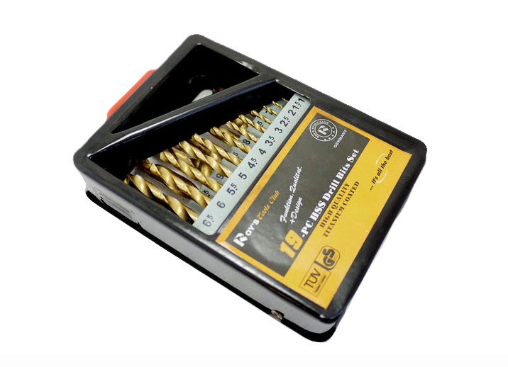 19pc HSS Drill Bits Titanium Coat Drillbits: 1.0-10mm