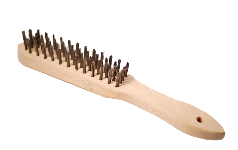 4 Rows Steel Straight+Brass Coated Crimped Wire Scratch Brushes 2pc Set  Made in Germany