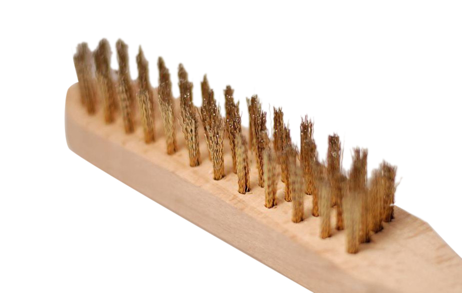 4 Rows Steel Straight+Brass Coated Crimped Wire Scratch Brushes 2pc Set  Made in Germany