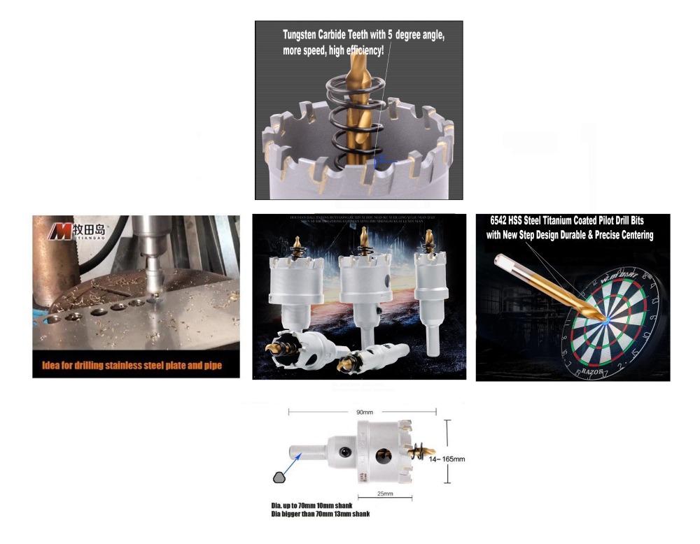 HSTR Tungsten Carbide Tip Stainless Steel Metal Cutting Hole Saw Option:14/16/18/20/25/30/35--100mm