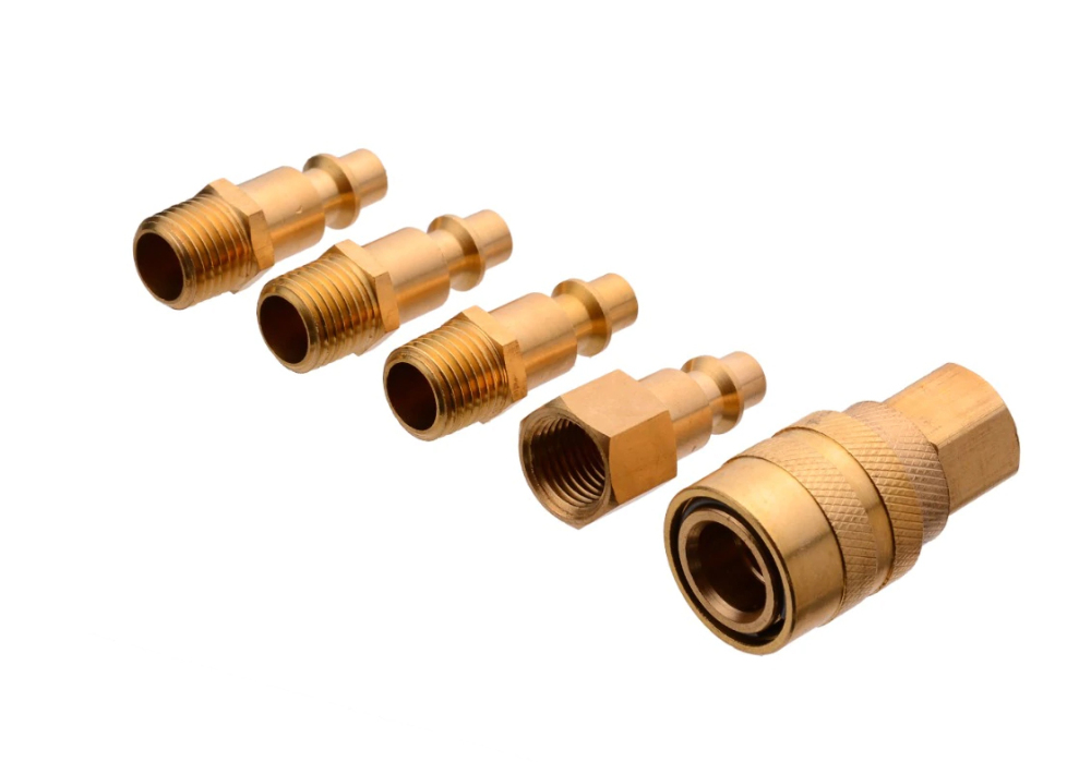 5pc Solid Brass Quick Coupler Set Air Hose Connect Fitting 1/4" NPT Female Male Plug