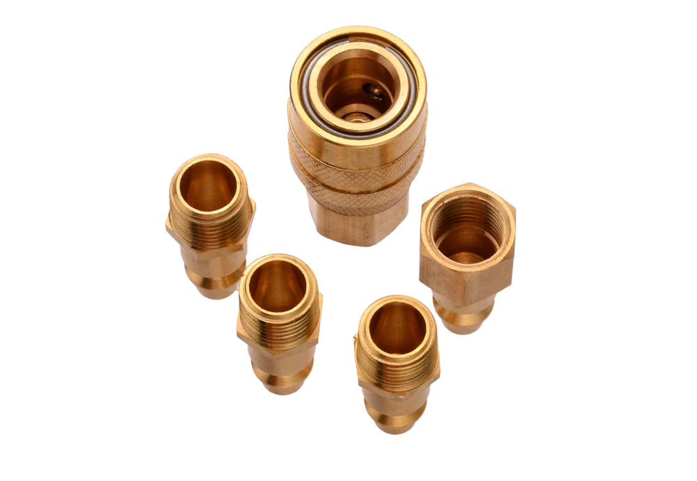 5pc Solid Brass Quick Coupler Set Air Hose Connect Fitting 1/4" NPT Female Male Plug