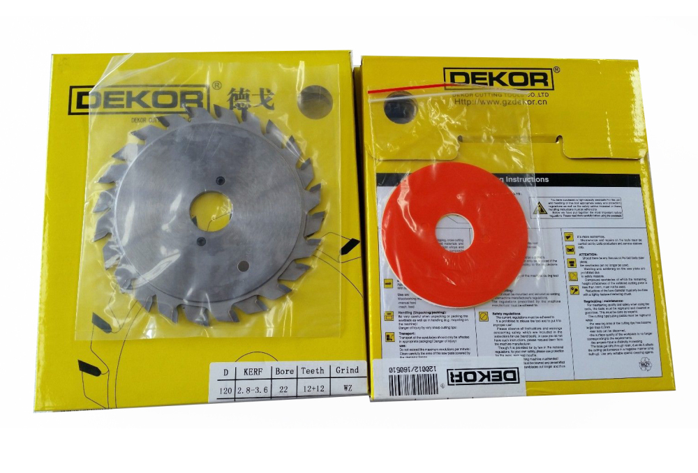 Dekor TCT Circular Stacked Dado Scoring Saw Blade Set 120*20(22)*2.8/3.6*(12T+12T) for Panel Saw