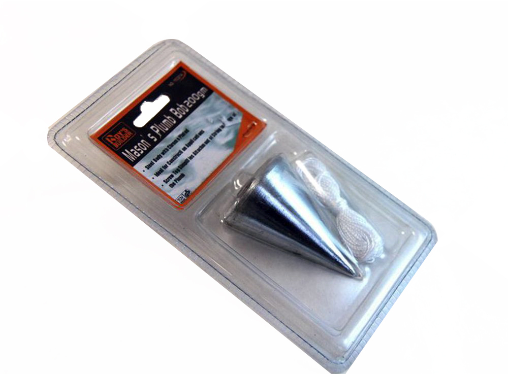 2x 200G 40x40x60mmH Mason's Plumb Steel Bob Plummet String Line Level