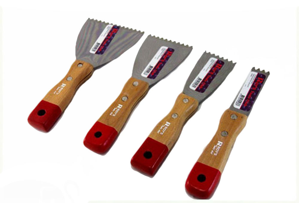 Wood Handle Chisel Putty Knife Scraper with V-Notch Option: 25,50,75,100mm