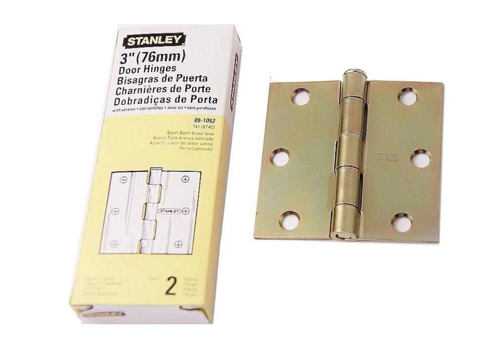 6pc-Pack Stanley 08-1062 3"/76mm Heavy Duty Door Hinges with Fixing Screws