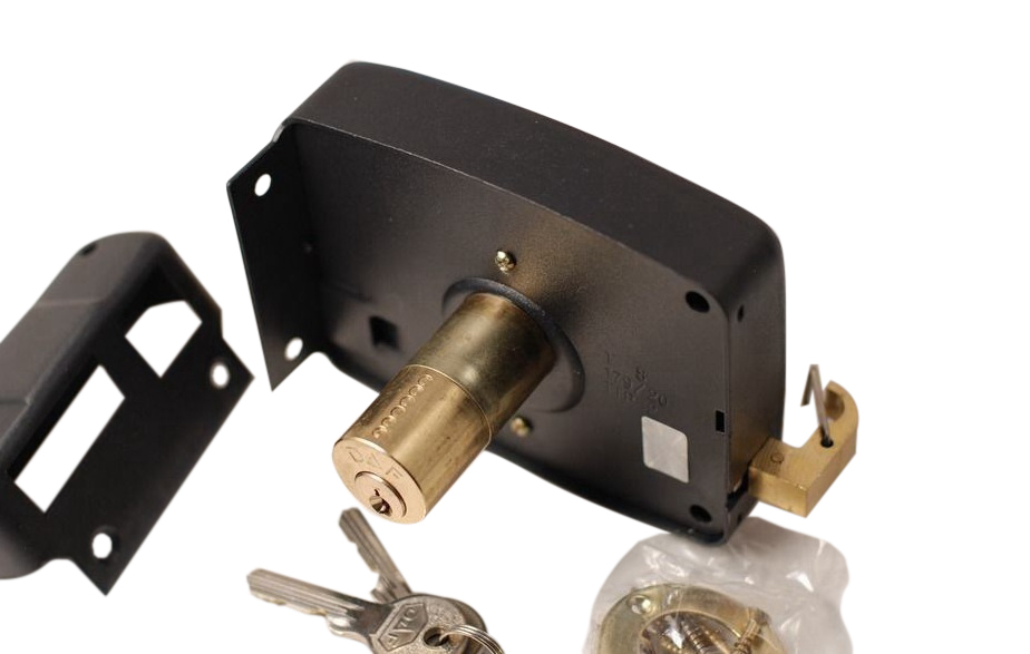 DAF High Quality 120mm Italian Style Classic Rim Lock 3 Keys & Pull Brass Bolt Latch