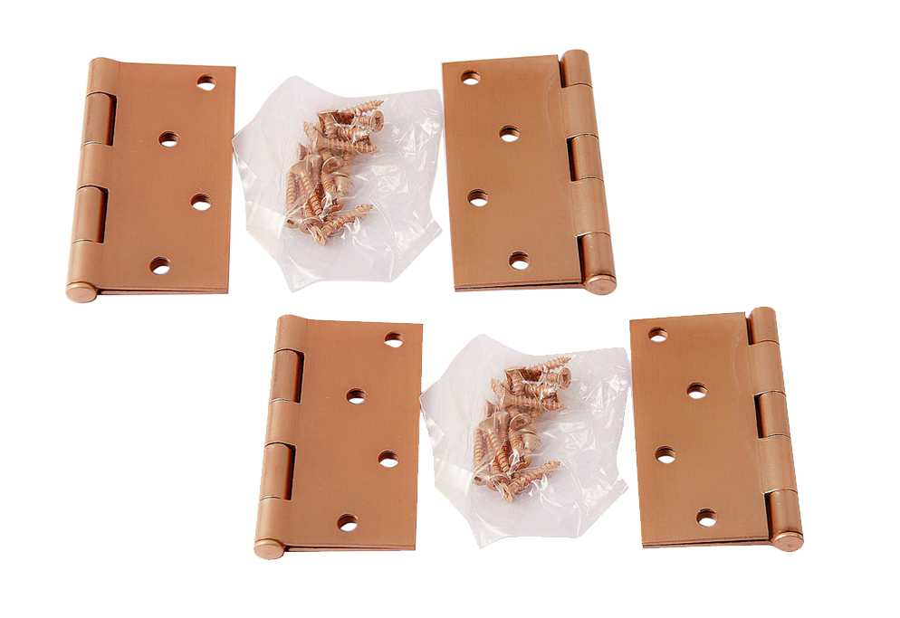 4pc-Pack Stanley 08-3010 4"/101mm Heavy Duty Satin Bronze Door Hinges with Screws