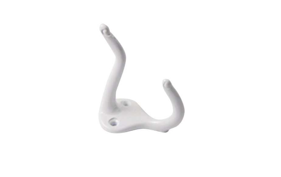 3pc-Pack Stanley Taiwan 75-6112 Garment Clothing Coat And Hat Hanging Hook Contoured Ends Aluminum White Baked Enamel