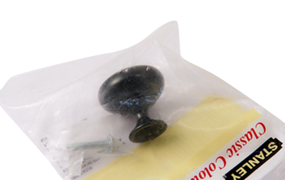 34-6511 10pc-Pack Stanley Taiwan 38mm Round Cabinet Knobs Enamel Backed Black