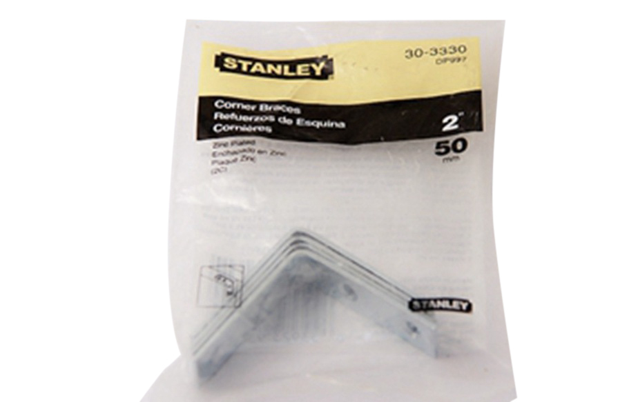 4pc-pack Stanley Zinc Plated Steel 2" Corner Braces Bracket 30-3330
