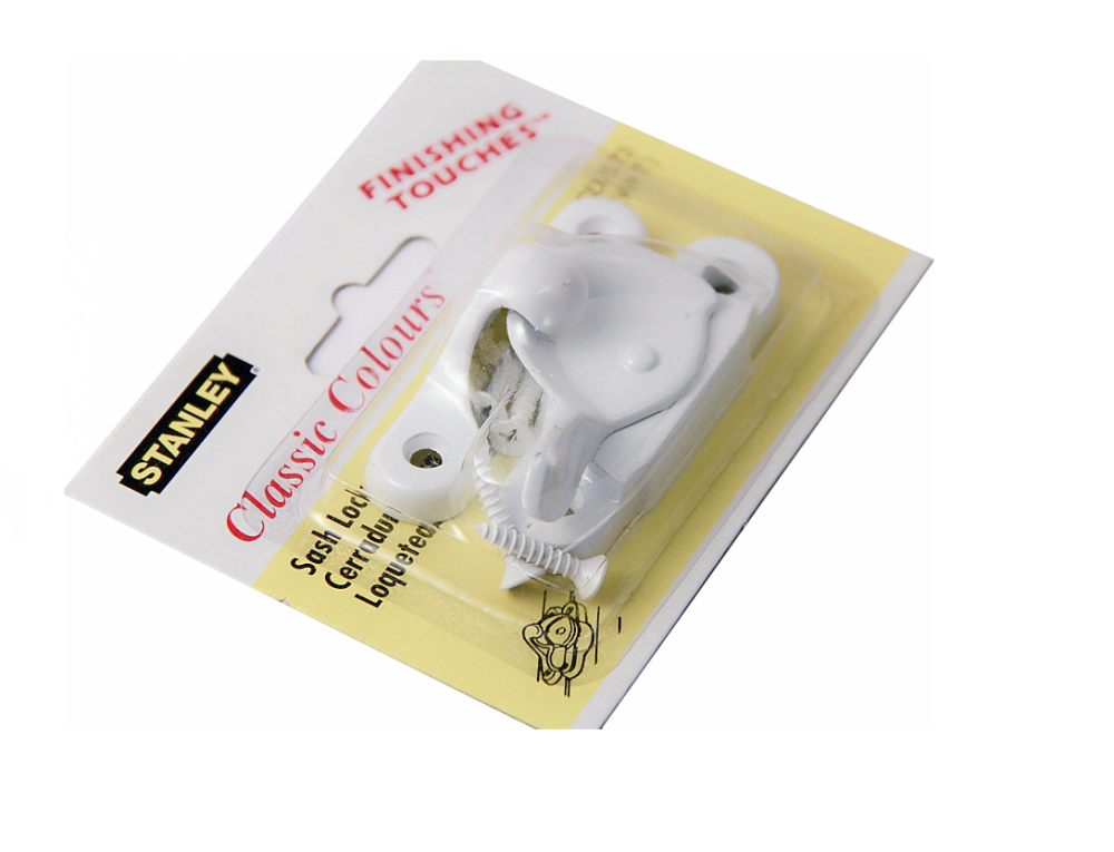 2-pack Stanley Taiwan CD-7073 Sash Window Lock Hook Enamel Aluminium White