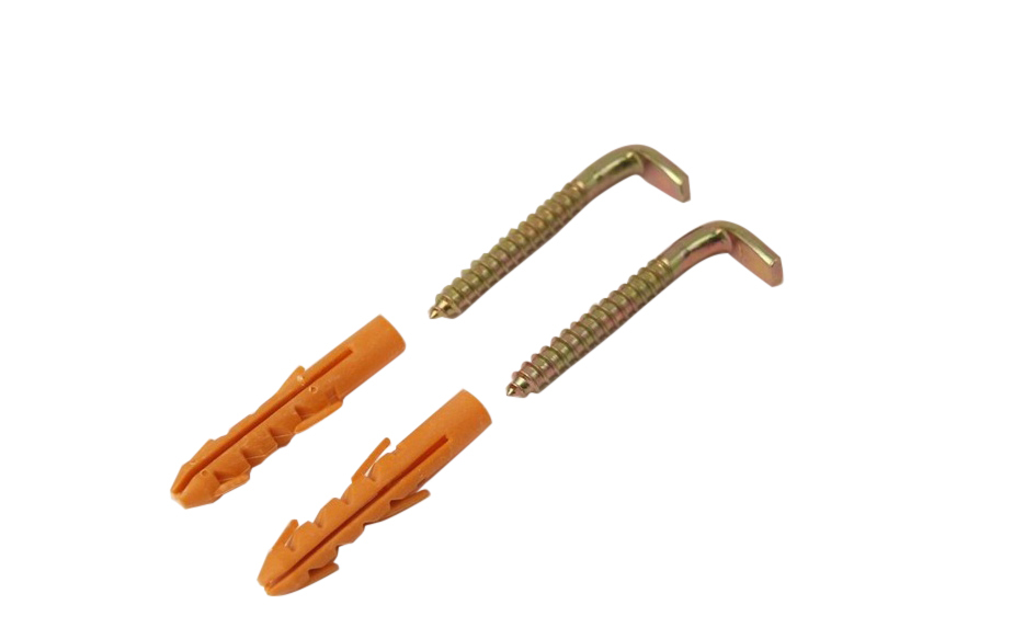2-pack Sanitary Fixing Sets For Water Heater: 4x M12 x 80mm screw hook & 4x Nylon Fischer Wall Plug