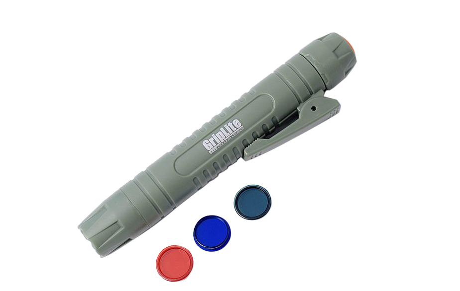GripLite LED Torch 3 Color Lens Regulated Circuit Tactical Switch Water Resistant 55/95lm
