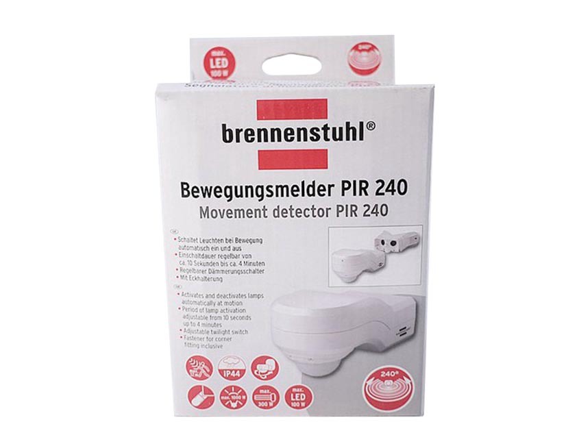 Brennenstuhl German 230V PIR Motion Movement Detector Alarm Angle 240 R 12m PIR 240 IP44