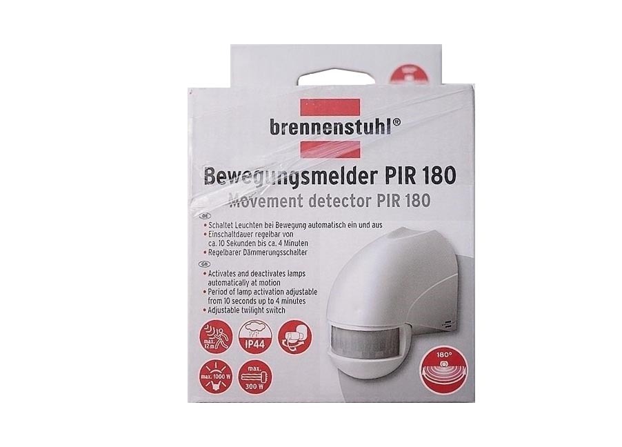 Brennenstuhl German Passive Infrared Motion Movement Detector Alarm Angle 180 Range 12 m