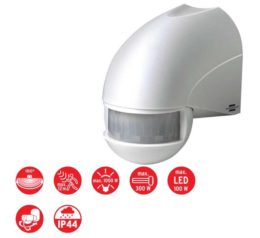 Brennenstuhl German Passive Infrared Motion Movement Detector Alarm Angle 180 Range 12 m
