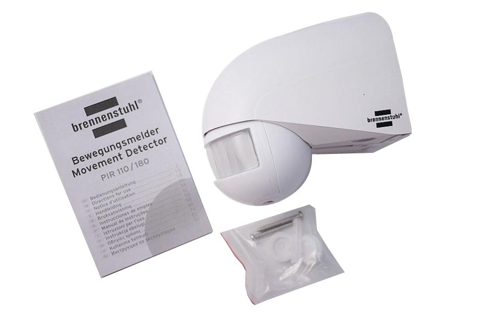 Brennenstuhl German Passive Infrared Motion Movement Detector Alarm Angle 180 Range 12 m