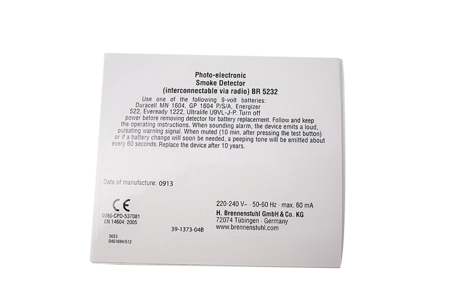 Brennenstuhl German 230V Connect Photoelectric Smoke Gas Detector Alarm
