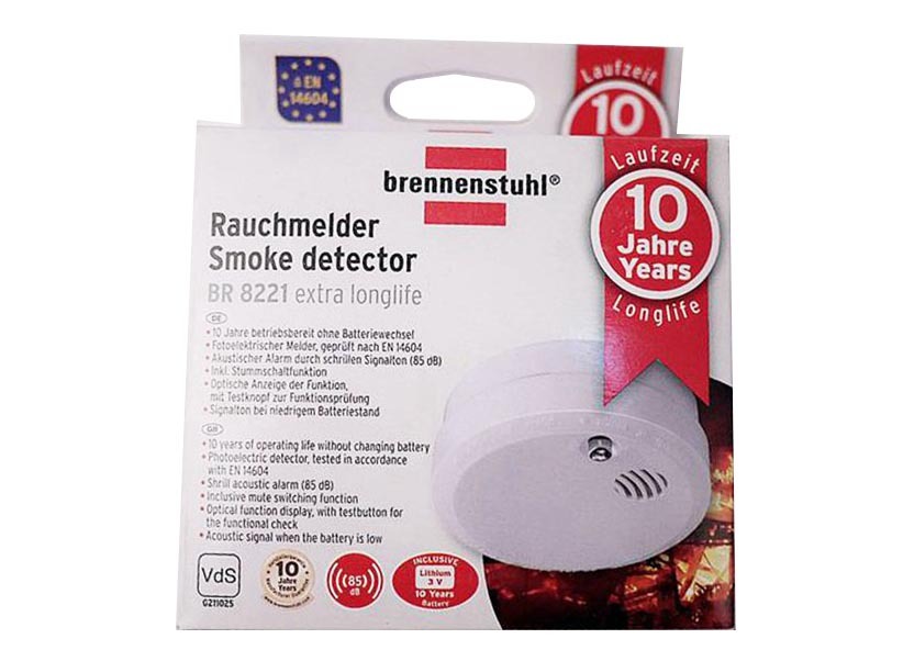 Brennenstuhl German Photoelectric Smoke Gas Detector Alarm Extra Longlife