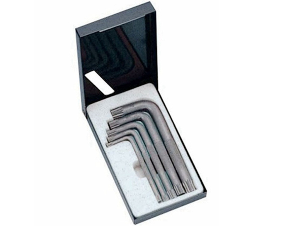 5pc S2 Steel 12pt Spline L Type Key Wrench Set: M5/6/8/10/12