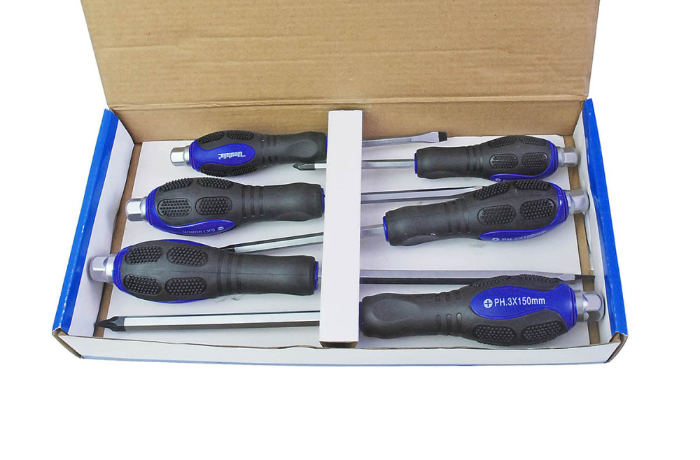 6pc Westfalia Germany Cr-V Go-Thru Through Tang Striking Hammering Screwdriver Set