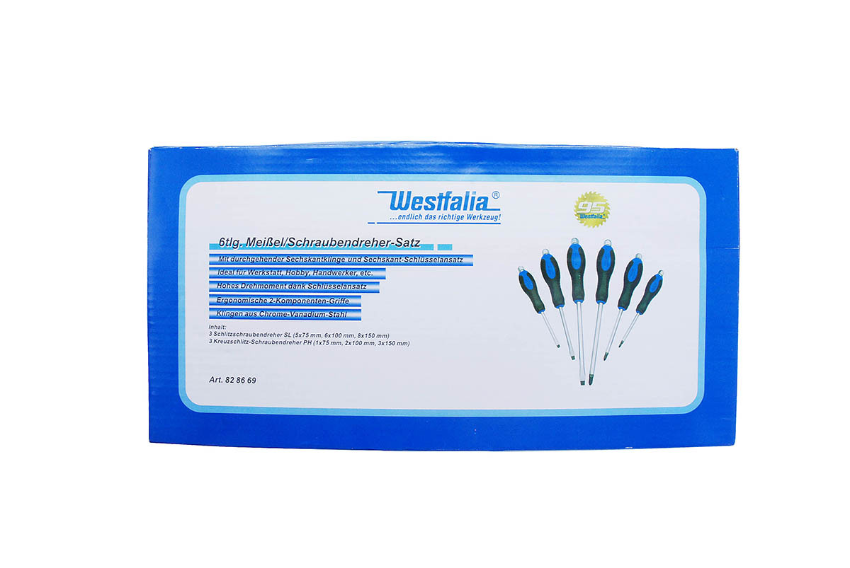 6pc Westfalia Germany Cr-V Go-Thru Through Tang Striking Hammering Screwdriver Set
