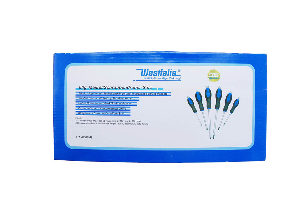6pc Westfalia Germany Cr-V Go-Thru Through Tang Striking Hammering Screwdriver Set