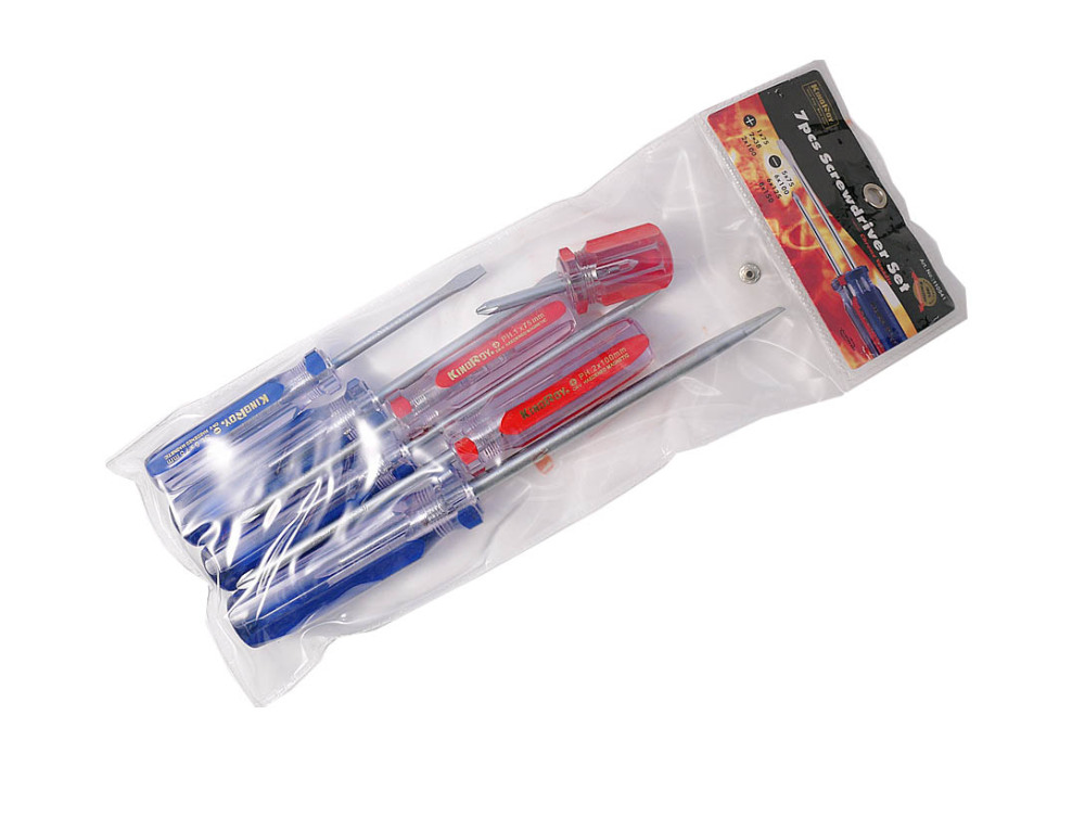 7pc Screwdriver Magnetic Tip Crystal Color-Coded Jumbo Handle Phillips/Slotted