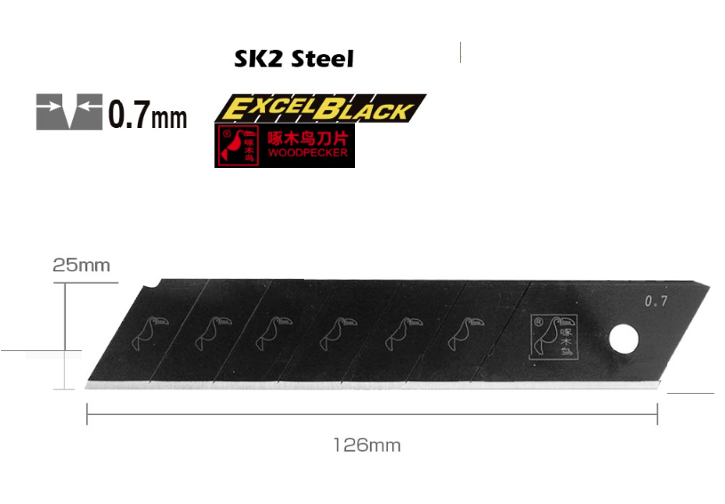 25mm Utility Knife with SK2 Steel Ultra Sharp Black Snap-Off Blade for Signage Vinyl Cardboard Drywall & Much More Cutting