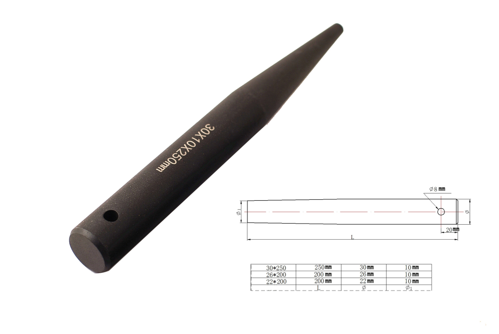 Industrial Construction 40-Cr Straight Carrot Barrel Drift with Hole Option:22/26/30x10mm