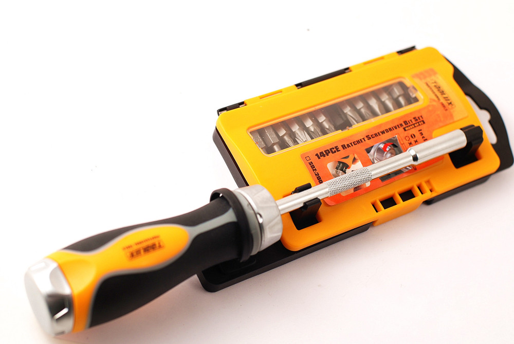 14pc 1/4" Dr Precision Extra Long Ratchet Screwdriver Set:Torx Ph Pozi Slot