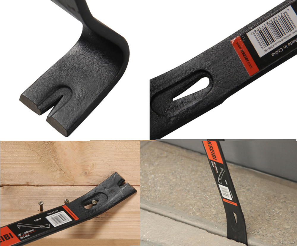 15"/380mm Steel Hook Multiple Nail Puller Pry Bar 6mm Thickness 41mm Wide Jaw