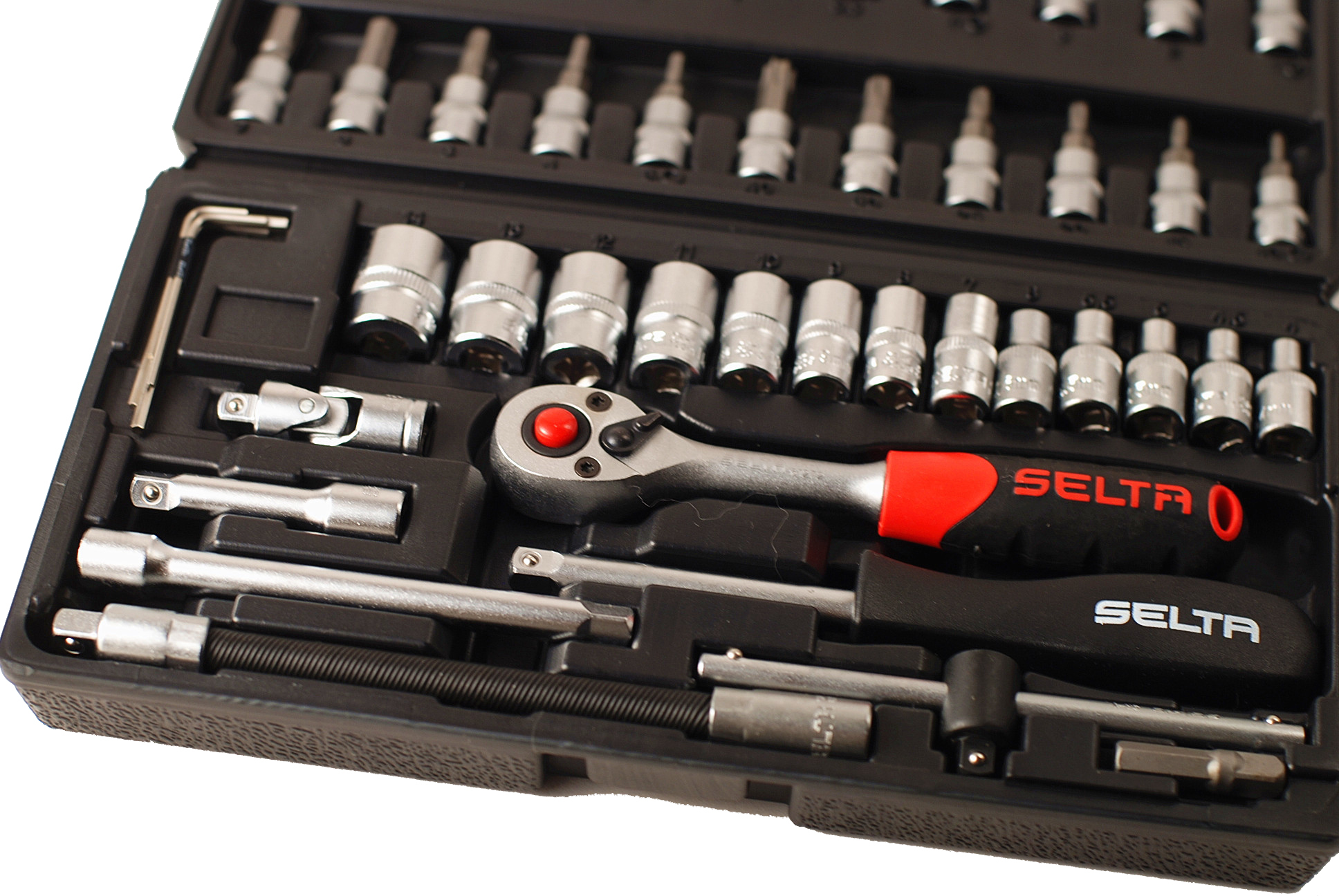 Selta Taiwan 46pc Cr-V 1/4" Dr. 6pt Socket & Accessories Screwdriver Bits Set