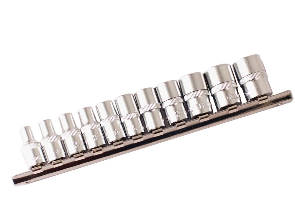 Selta Taiwan 11pc Cr-V 1/4" Dr. 6pt/12pt Regular Socket Set: 4-5-5.5-6-7-8-9-10-11-12-13mm