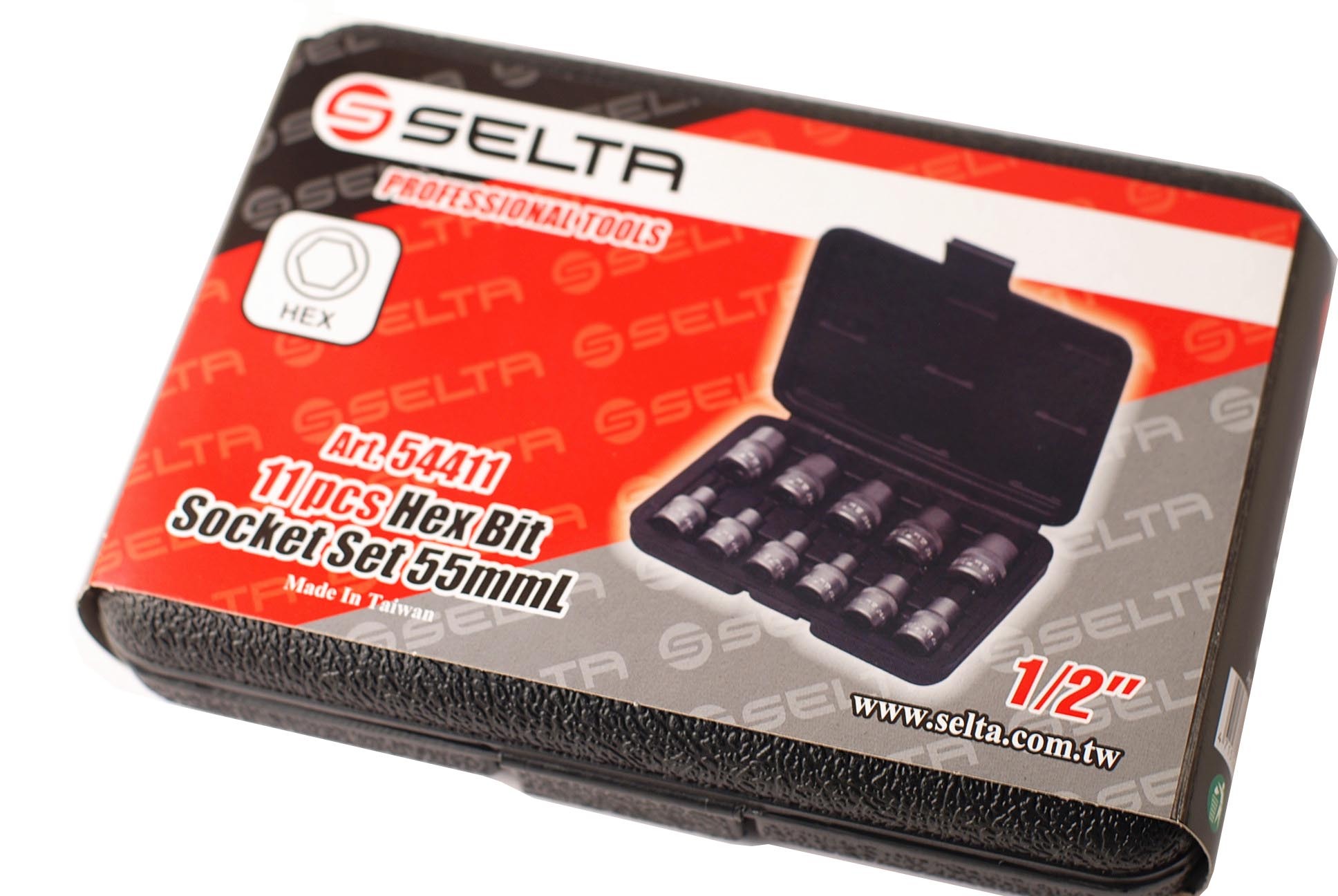 Selta Taiwan 1/2" Dr Stubby 55mmL 11pc Cr-Mo Impact Hex Allen Socket Bit:H5,6,7,8,10,..19