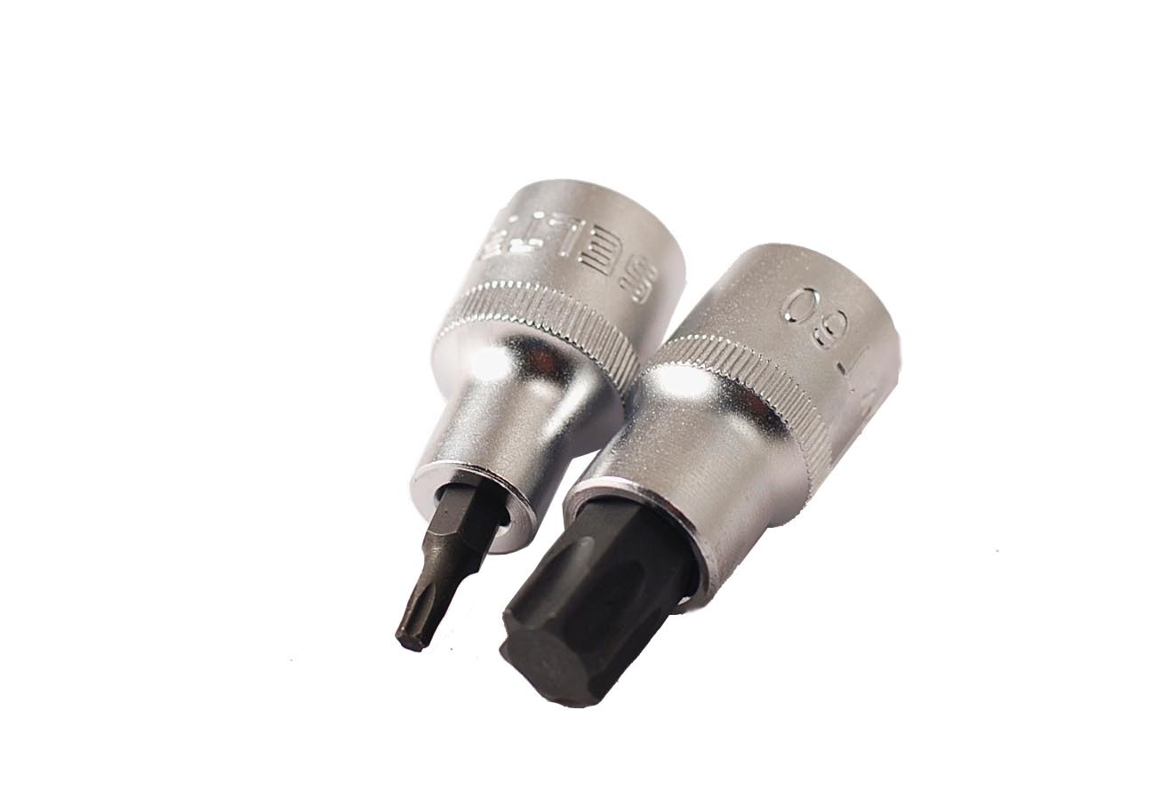 Selta Taiwan 9pc 1/2" Dr Cr-Mo Stubby 55mmL Impact Torx Star Socket Bits:T20-T60