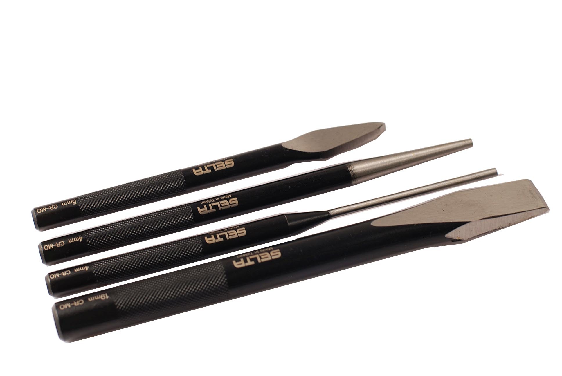 Selta Taiwan Cr-Mo 13pc Mechanic's Steel Chisel & Punch Set: Pin Center taper Punches Cold Chisels