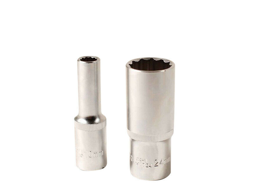 Force Selta Taiwan 1/2" Dr. Cr-V 12pt Double Hex 77mmL Deep Socket Individual 8-32mm