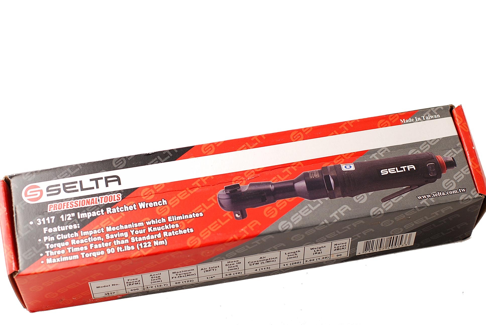 Selta Taiwan 1/2" Dr. Mini Ratchet Air Torque Wrench 90 ft·lb