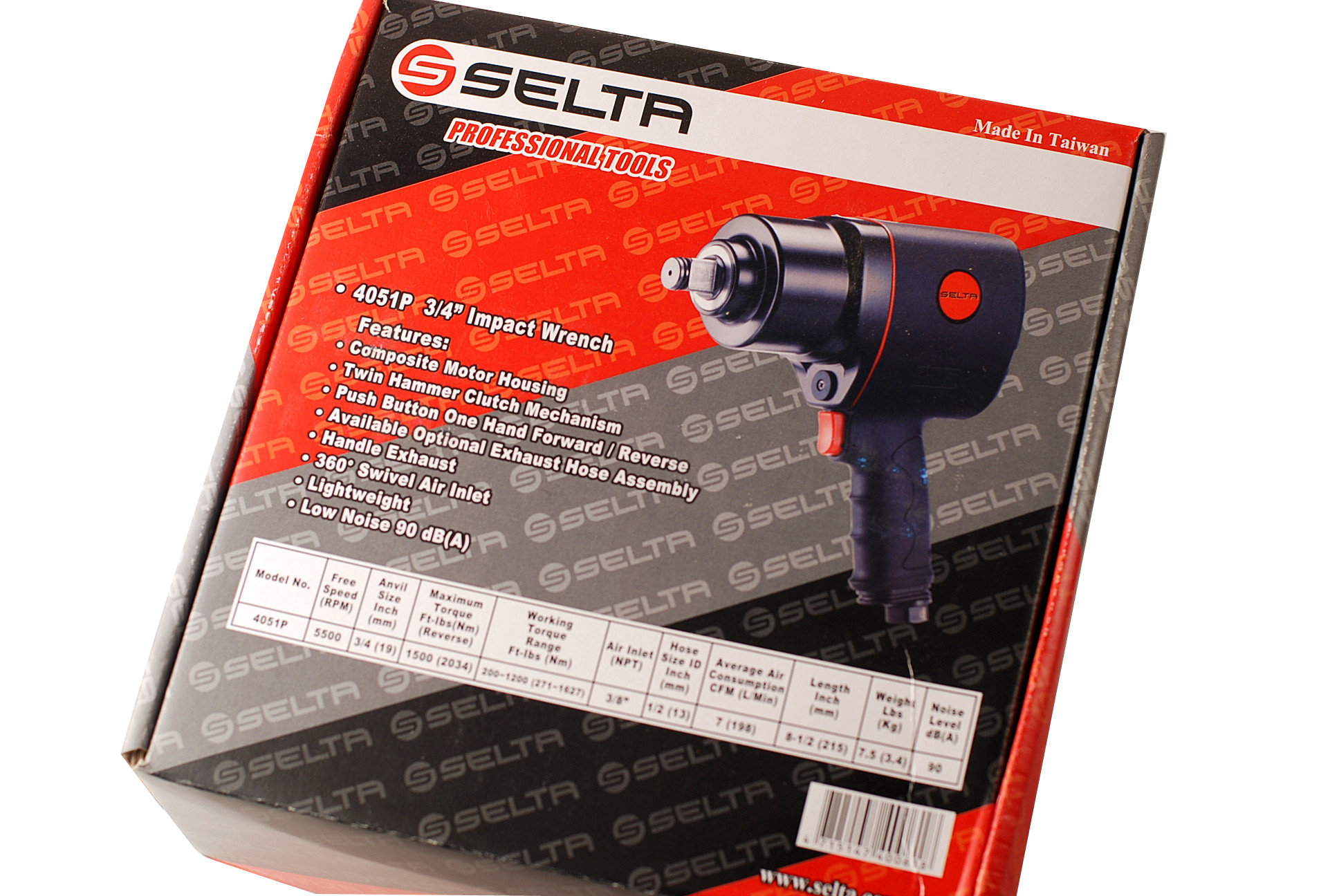 Selta Taiwan Heavy Duty 3/4" Dr 1500Ft-Ib/2034nm Air Impact Wrench Truck Vehicle